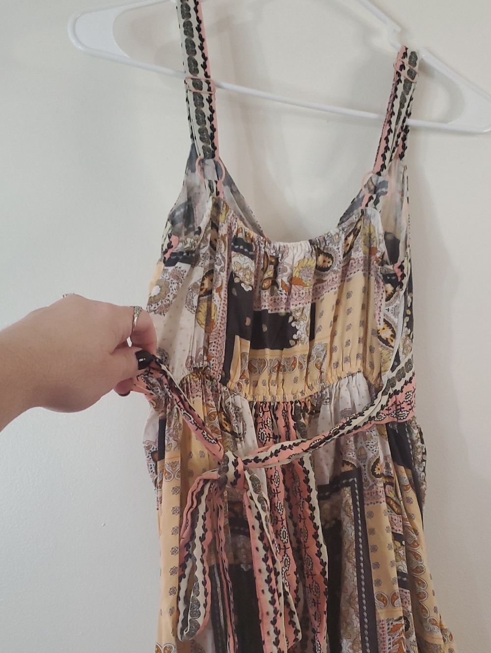 Matilda Jane Perfectly Paisley Boho Patchwork Maxi Dress Size Sm Pockets Tie - Picture 8 of 13